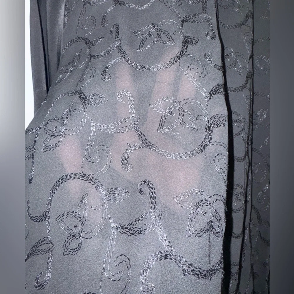 Versace Intensive Black Silk Jacquard Vintage Shirt Medusa Buttons Size 1X Y2K - Picture 2 of 14